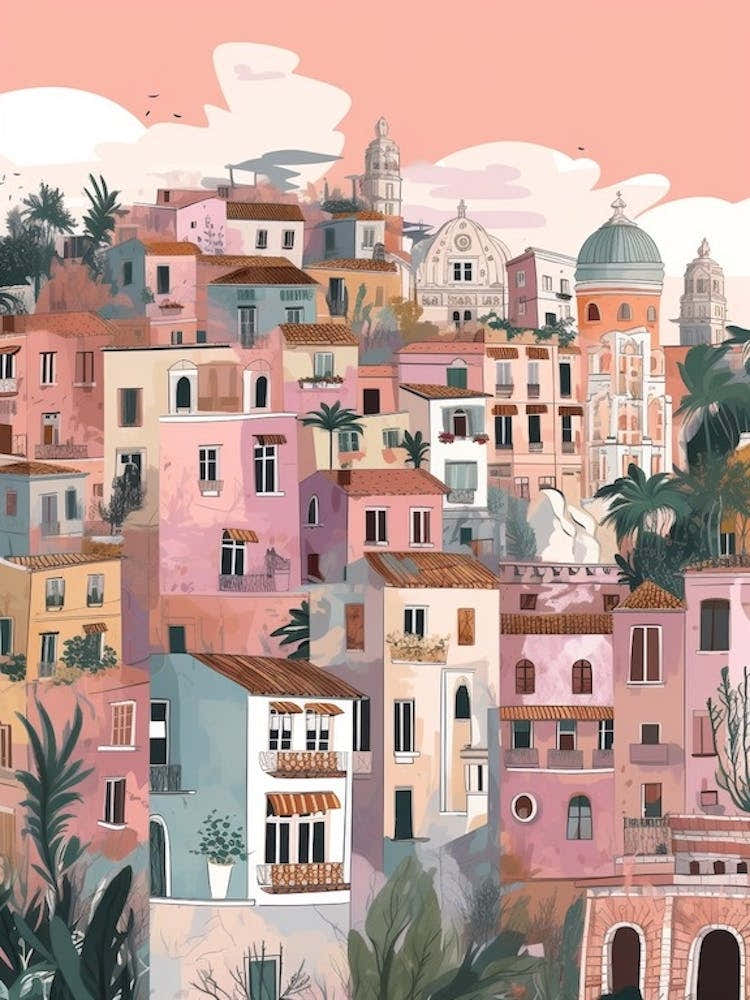 Naples, Italy Illustration