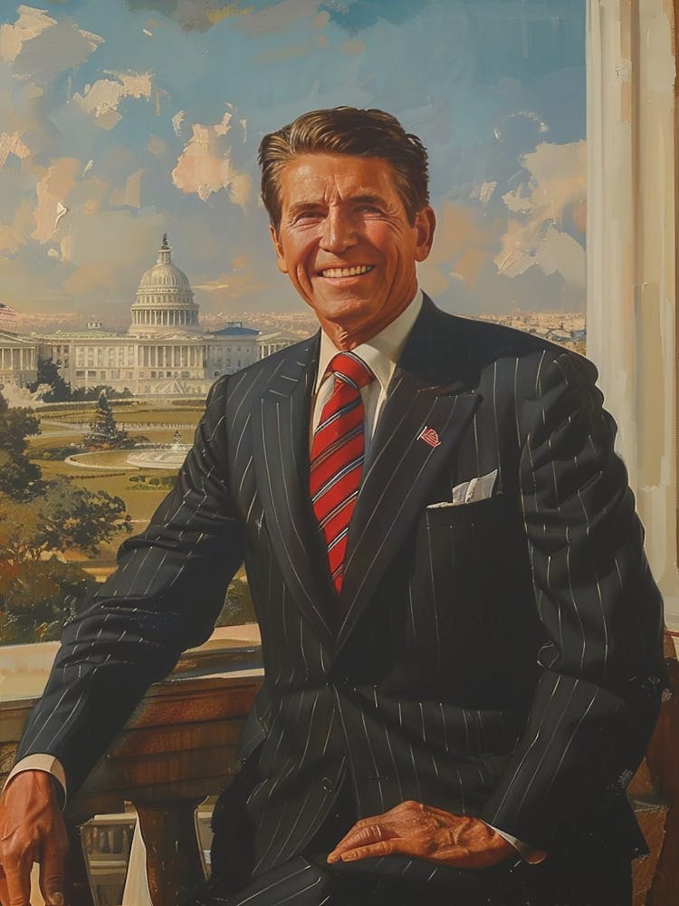 Portrait Of President Reagan Art, Home Decor, Wall Art, Political Gift, Republican Decor, Canvas Print