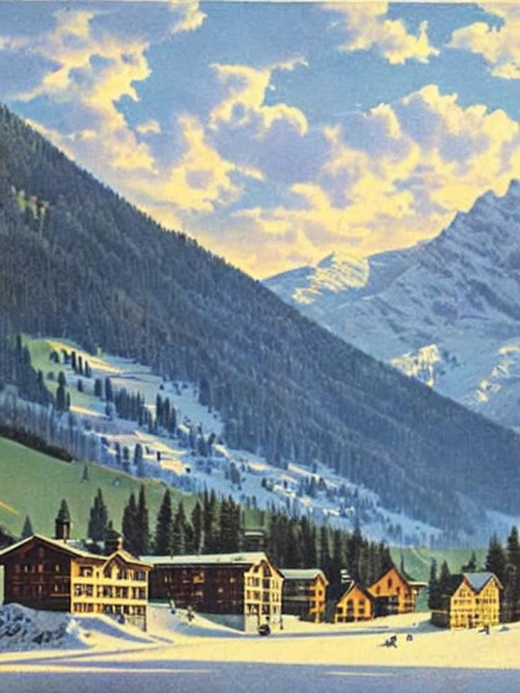 Sölden, Austria Ski Resort Vintage Landscape 1 Skiing Poster