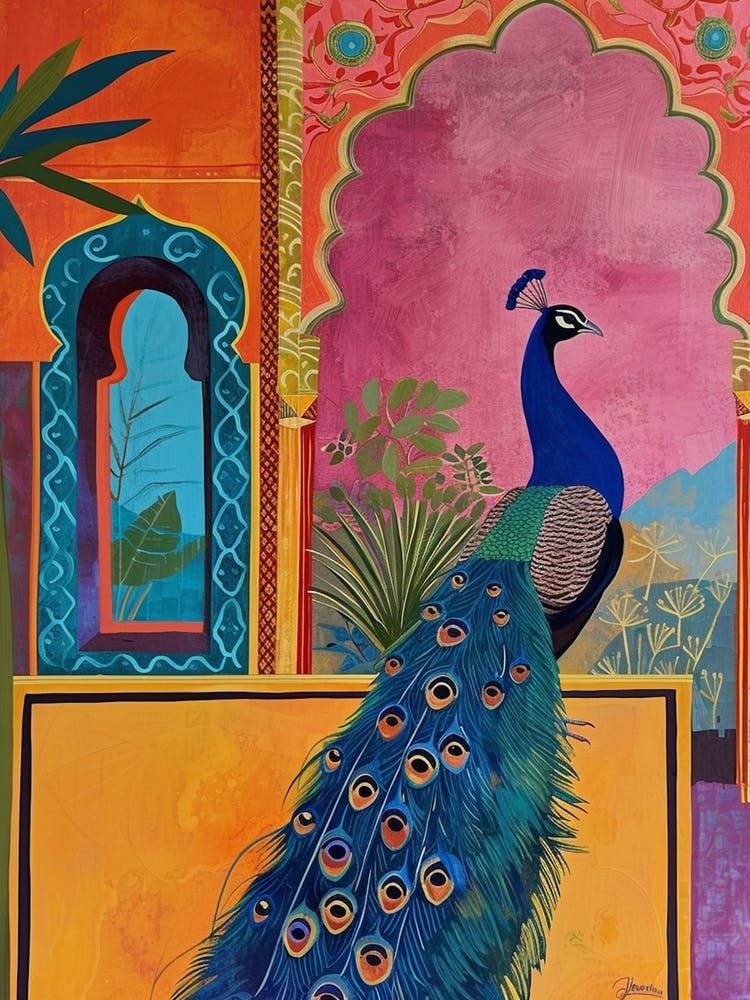 Peacock In A Palace Painting
