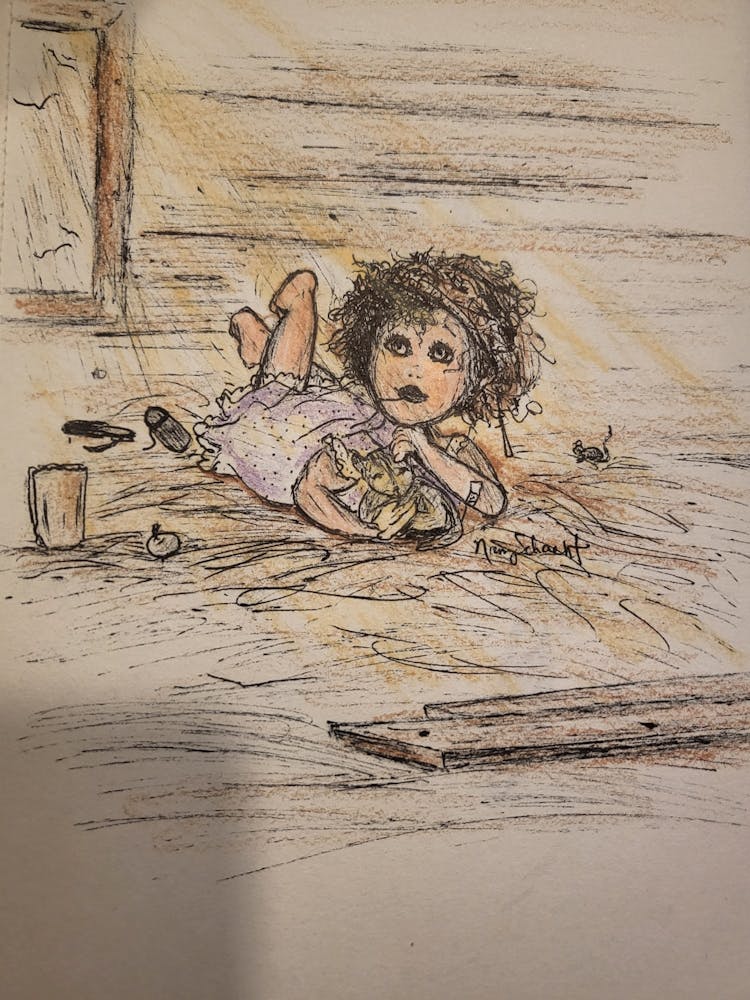 Little Girl Laying On The Floor 1