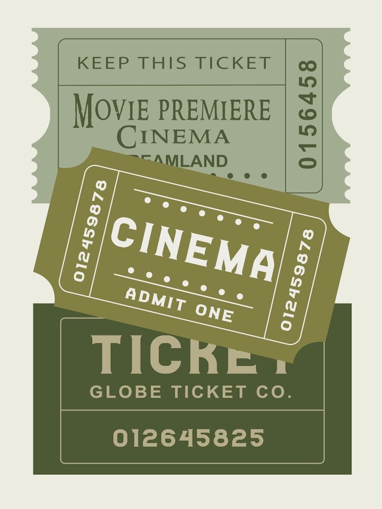 Cinema Ticket Green Print