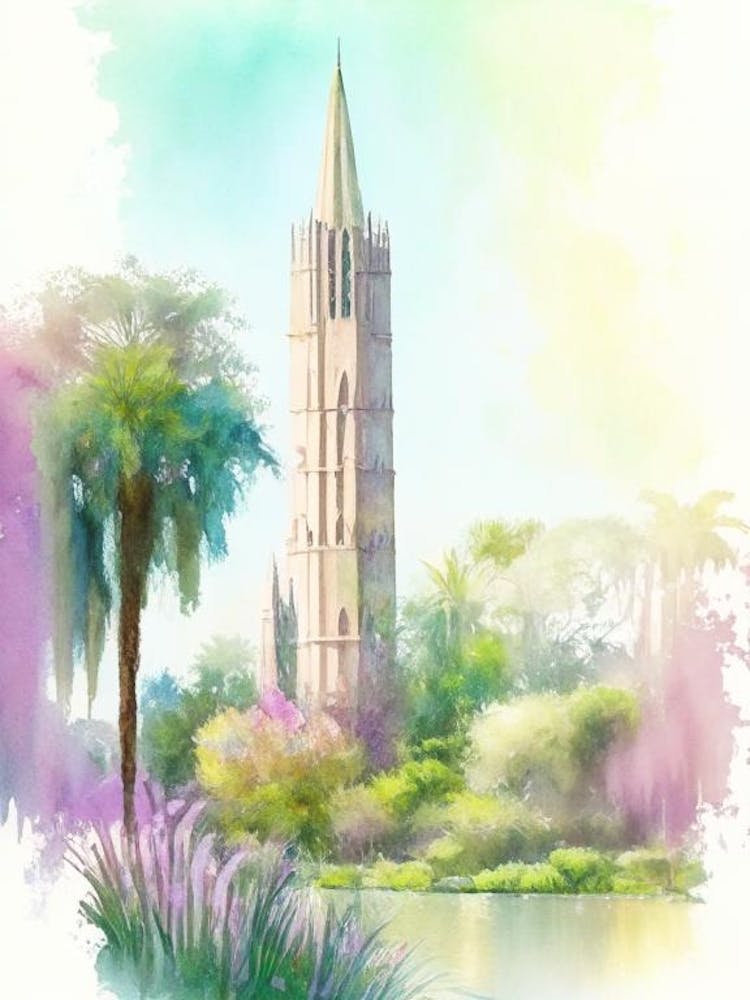 Bok Tower Gardens, USA Pastell Aquarell