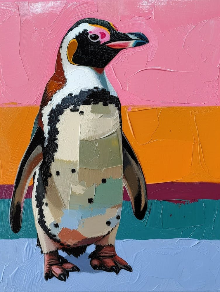 African Penguin Colour Block Painting 4