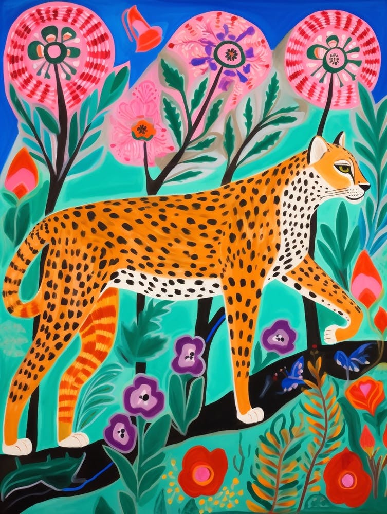 Maximalist Animal Painting Cheetah 3