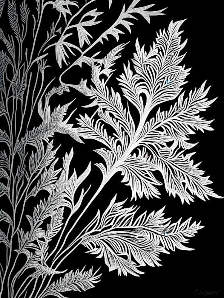 Spanish Moss Leaf Linocut