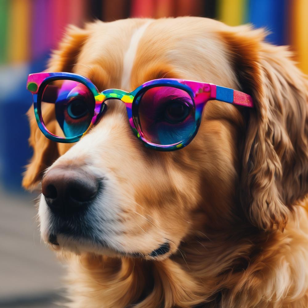 Golden Retriever Wearing Sunglasses