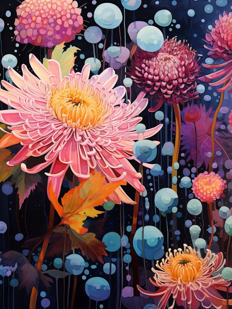 Surreal Florals Asters 8 Flower Painting