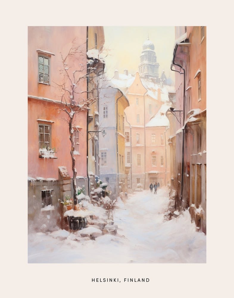 Dreamy Winter Painting Poster Helsinki Finland 1
