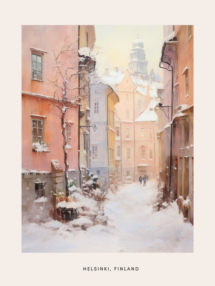Dreamy Winter Painting Poster Helsinki Finland 1