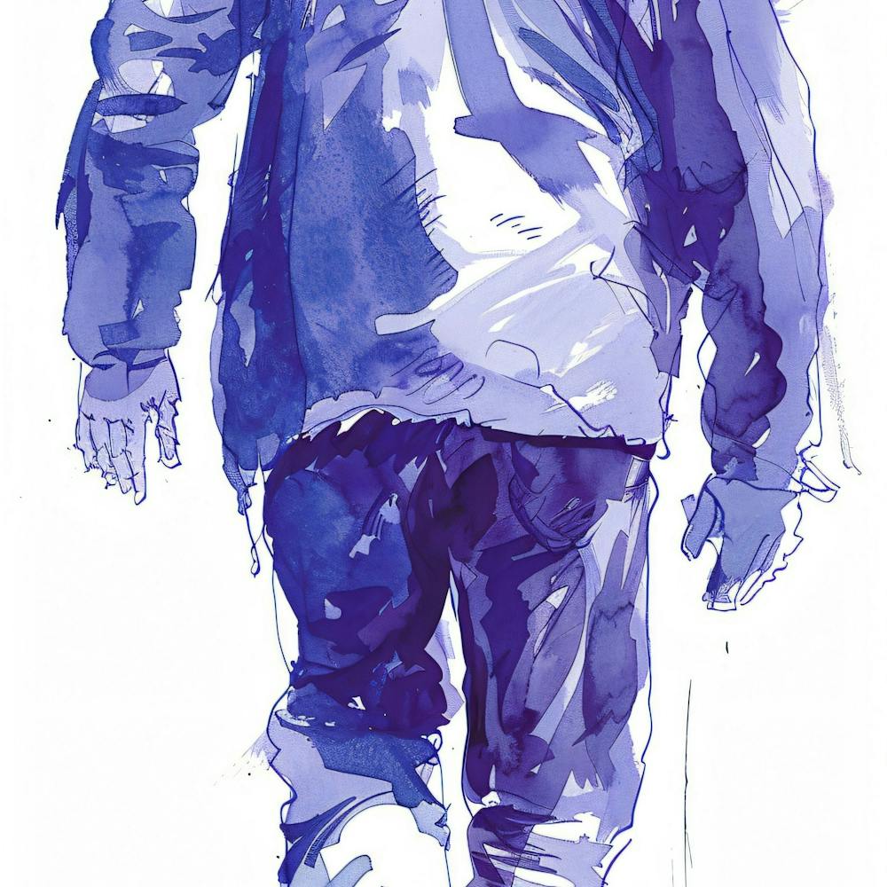 Walker In Blue Jacket