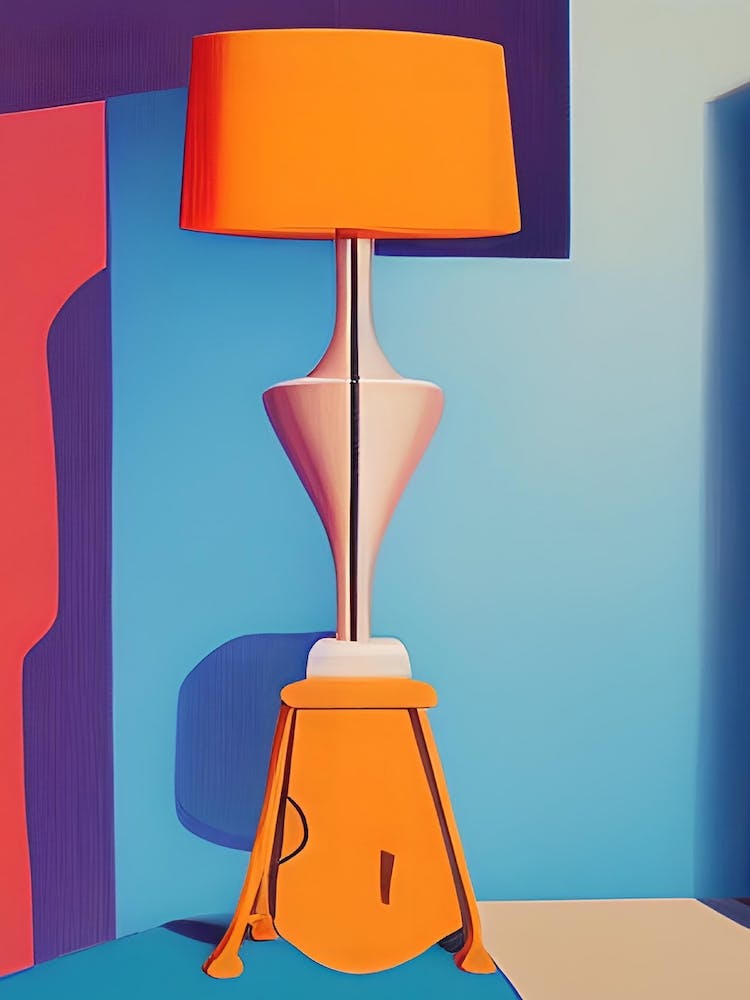 Abstract Art Deco Orange Lamp