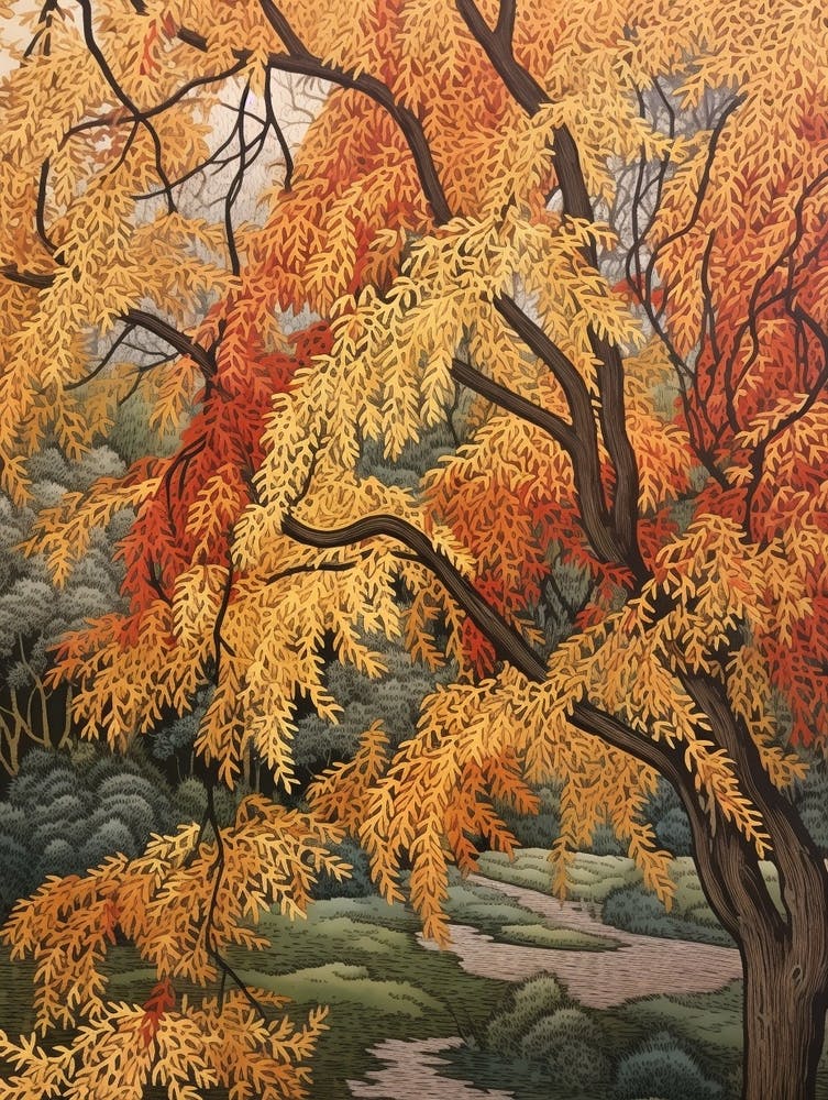 Willow 3 Vintage Autumn Tree Print 