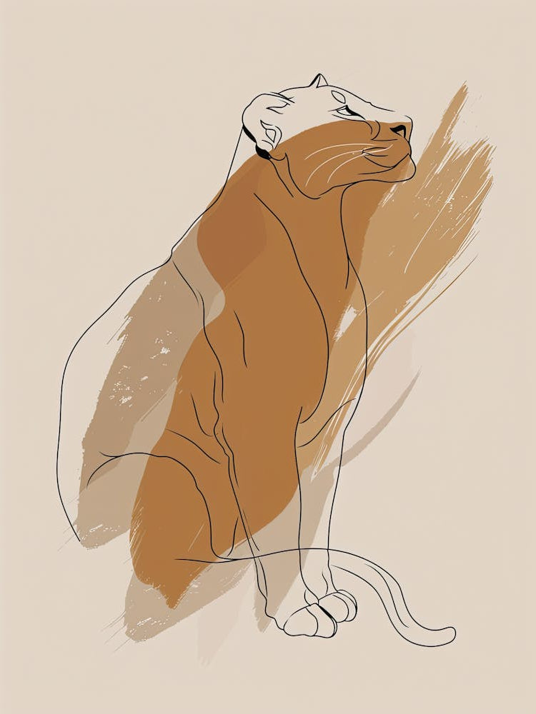 Lion - Boho, Line Art