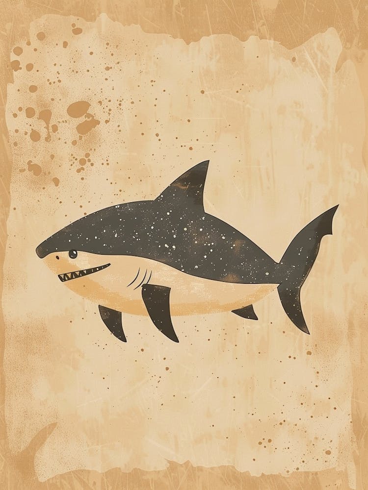 Muted Pastel Storybook Style Shark 3