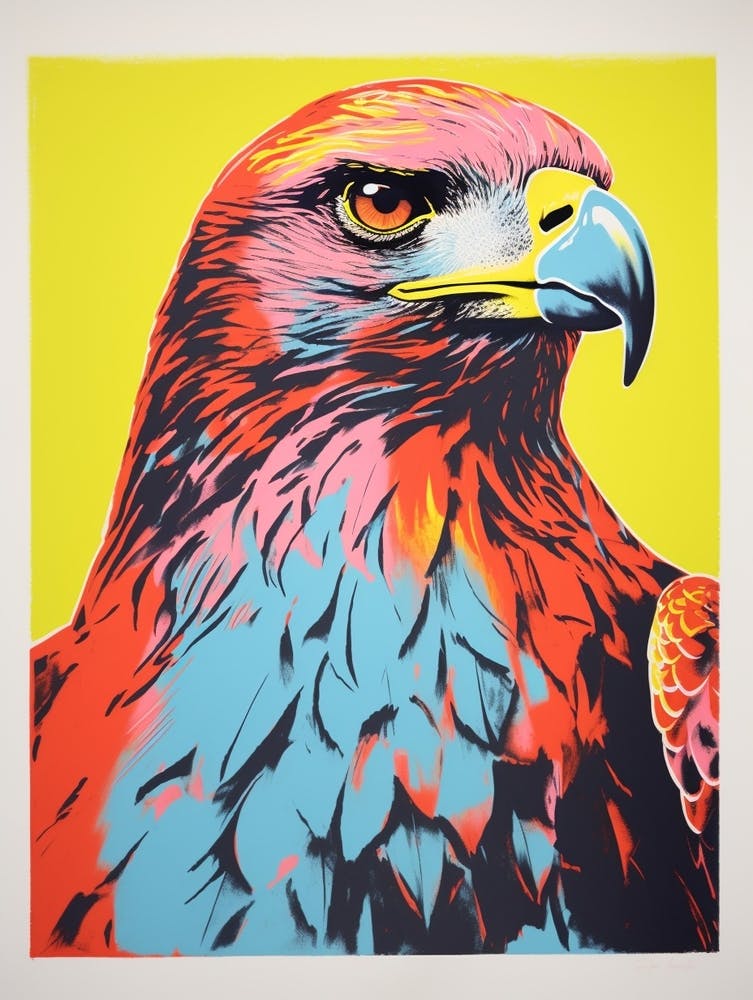 Oiseau Buse à queue rousse style Andy Warhol 2