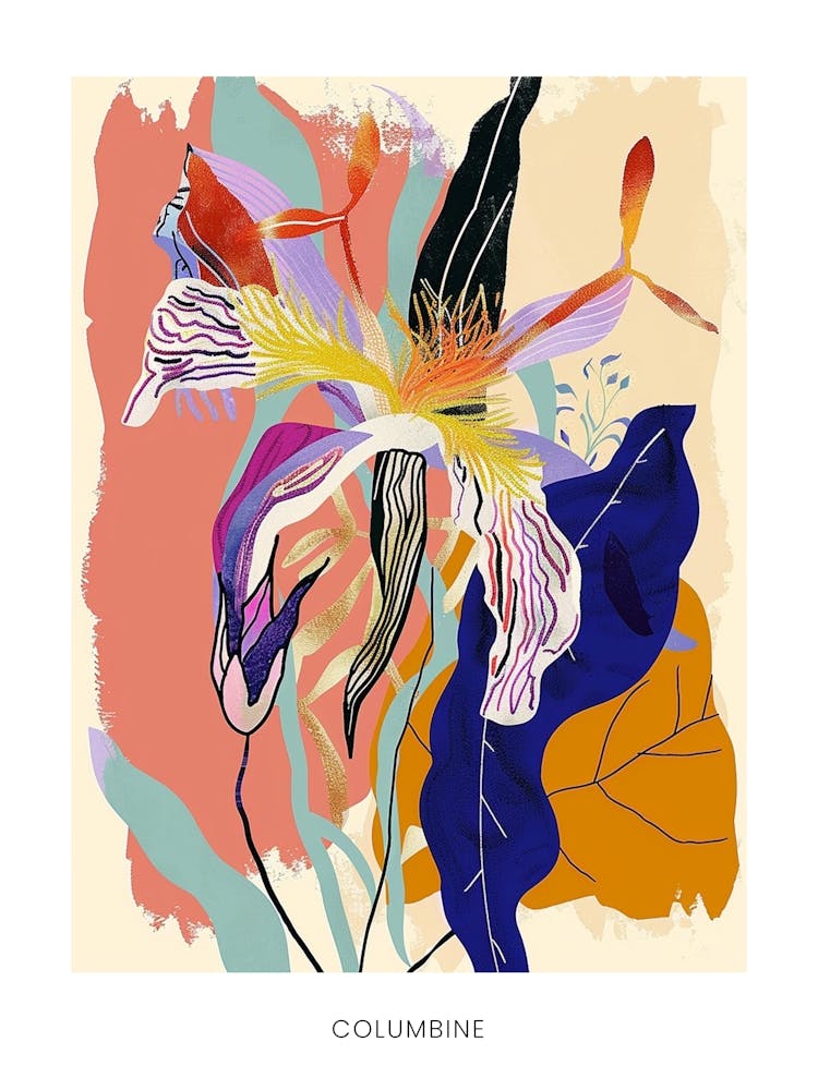 Colourful Flower Illustration Poster Columbine 1
