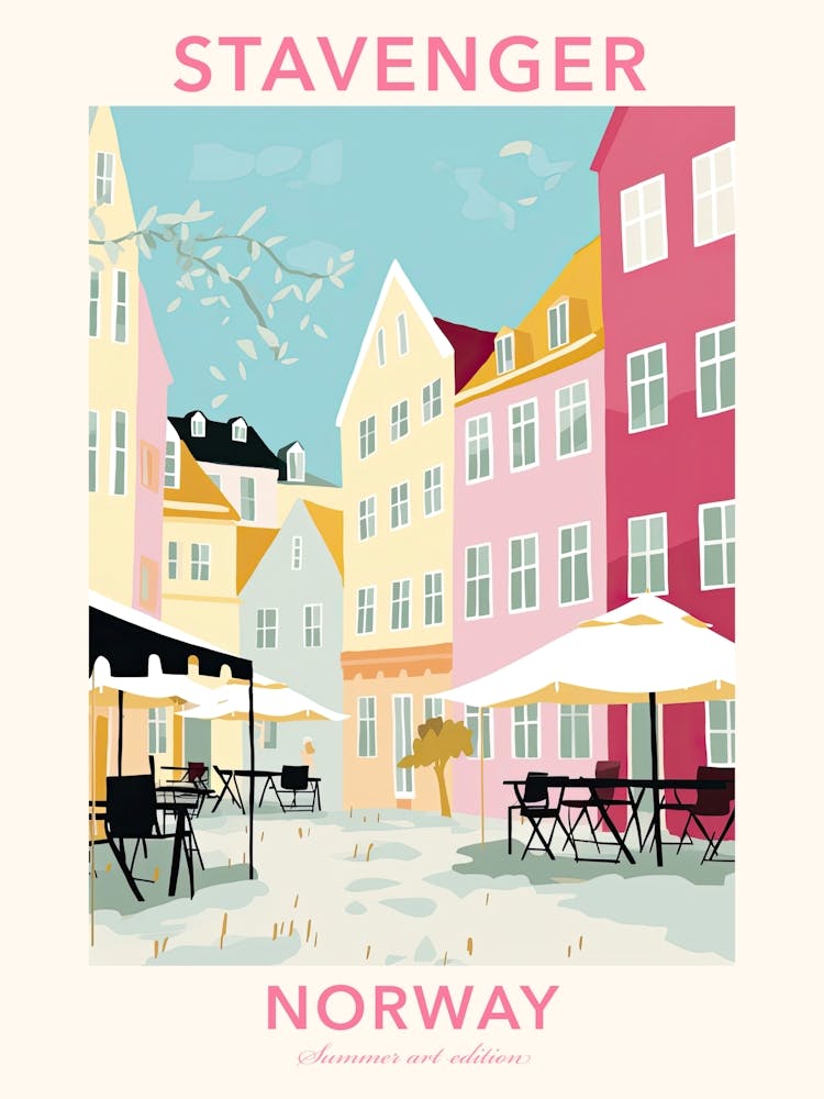 Stavenger, Norway, Flat Pastels Tones Illustration 4 Poster