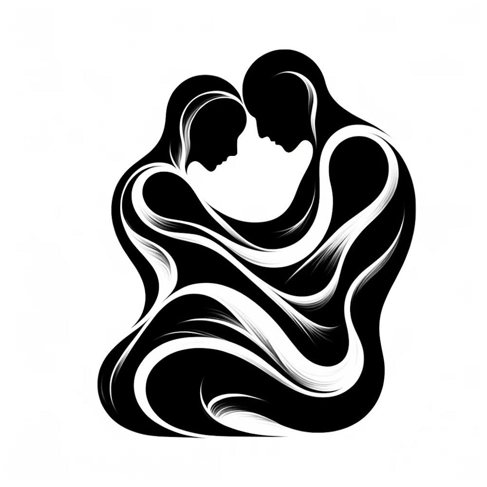 Title: "Embrace in Monochrome"