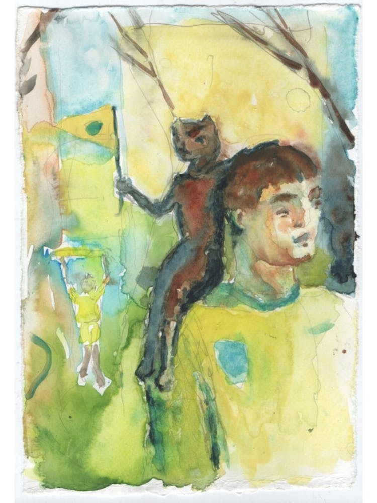 Footballer With Cat