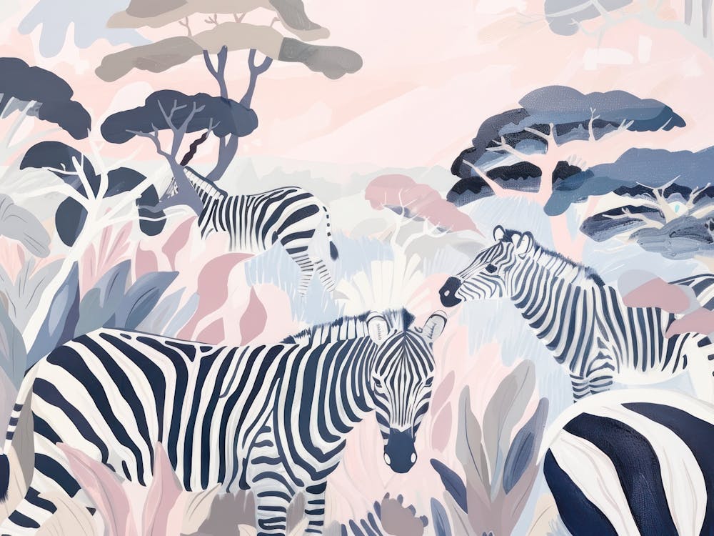 Zebras Tropical Jungle Illustration 2