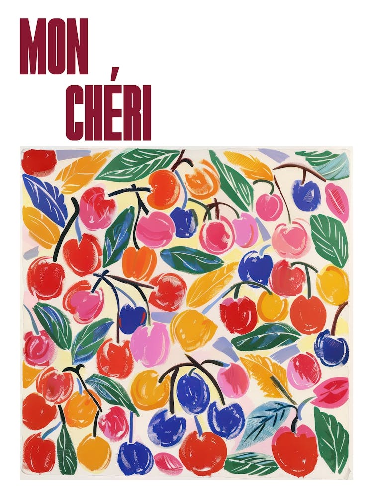 Mon Cheri Poster Cherries Matisse Style 4