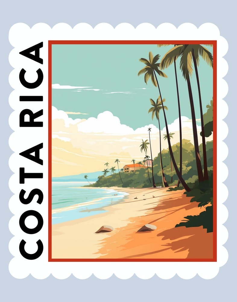 Costa Rica 1 Travel Stamp Poster