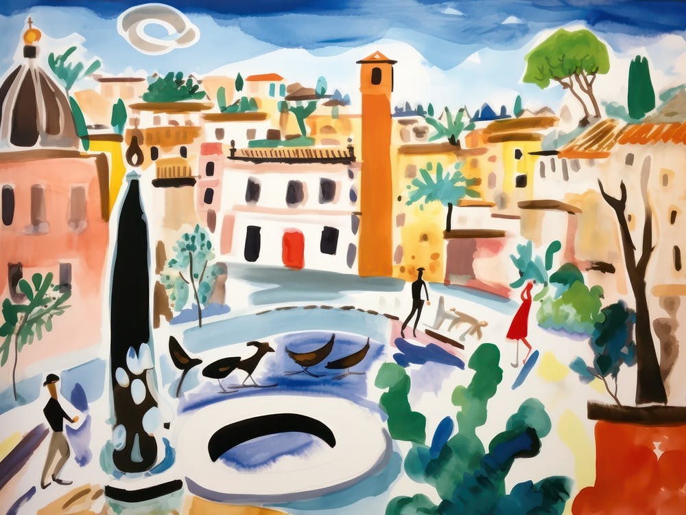 Rome Italy Mignonne Illustration à l'Aquarelle 2