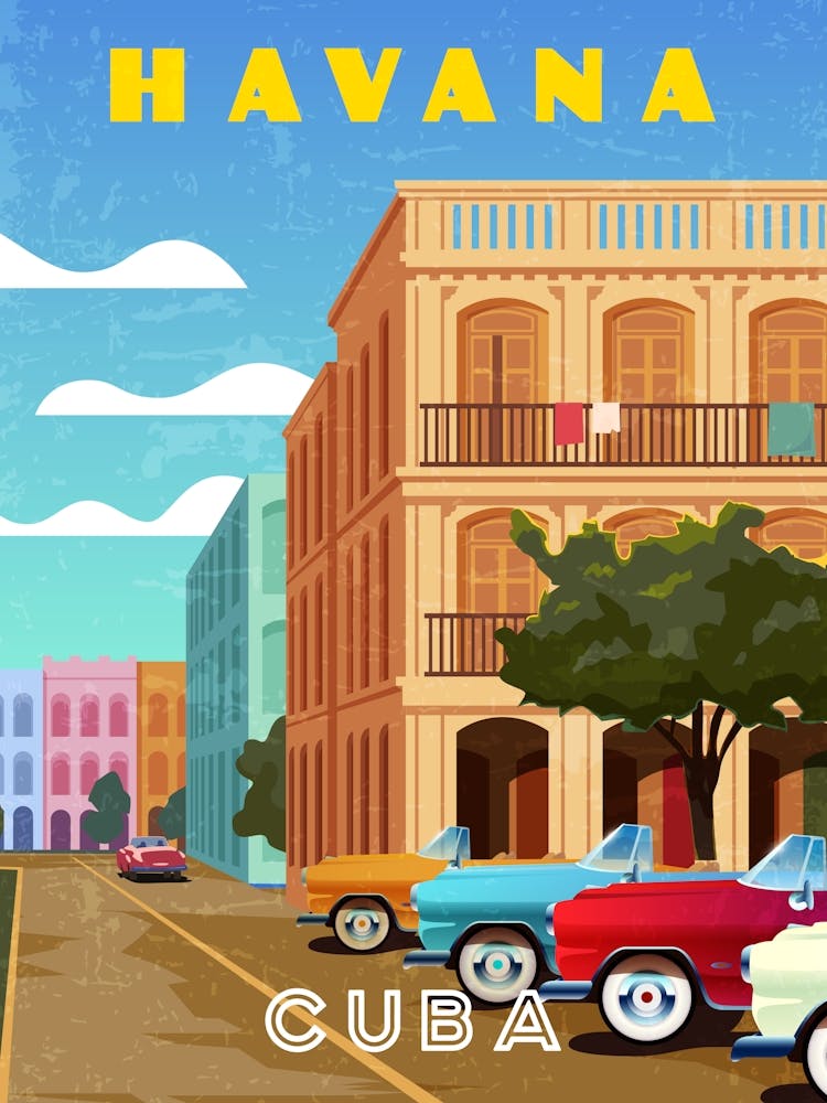 Havana, Cuba — Retro travel minimalist poster