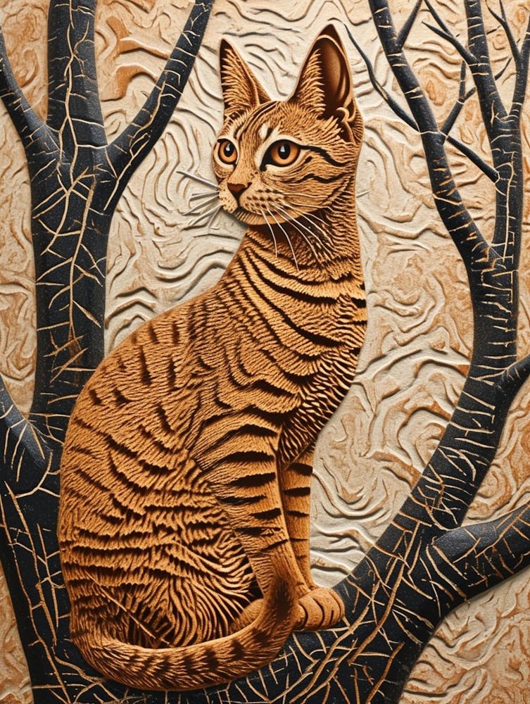 Egyptian Mau Cat Relief Illustration 2
