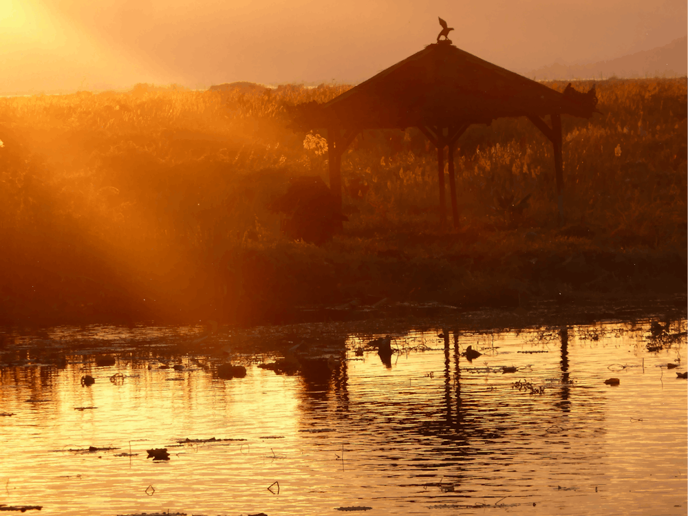 Sunset Over A Lake, Myanmar