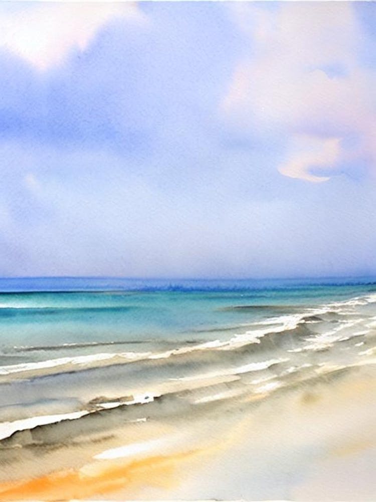 Puri Beach, Odisha, India Watercolour