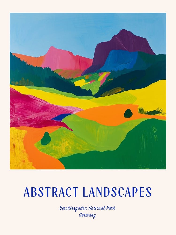 Colourful Abstract Berchtesgaden National Park Germany 4 Poster Blue