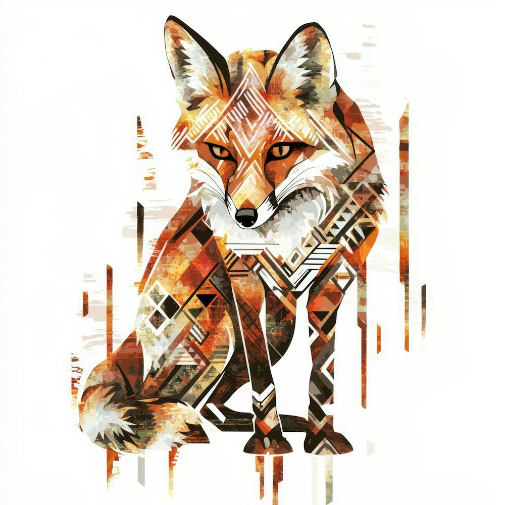 Fox Painting.Generated AI. Wall