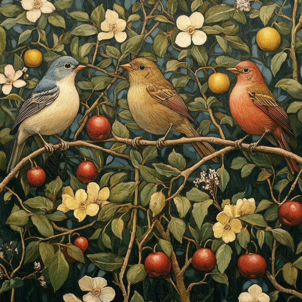 Birds In The Apple Tree Art 1
