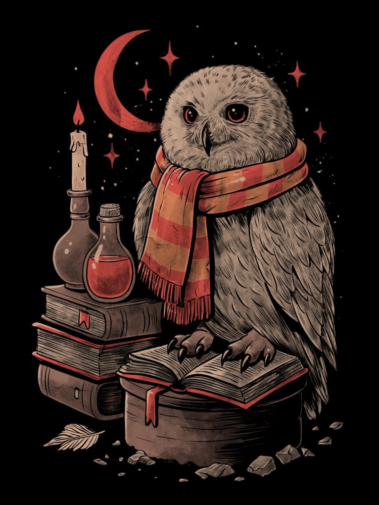 Mystic Owl Cute Book Reading 1