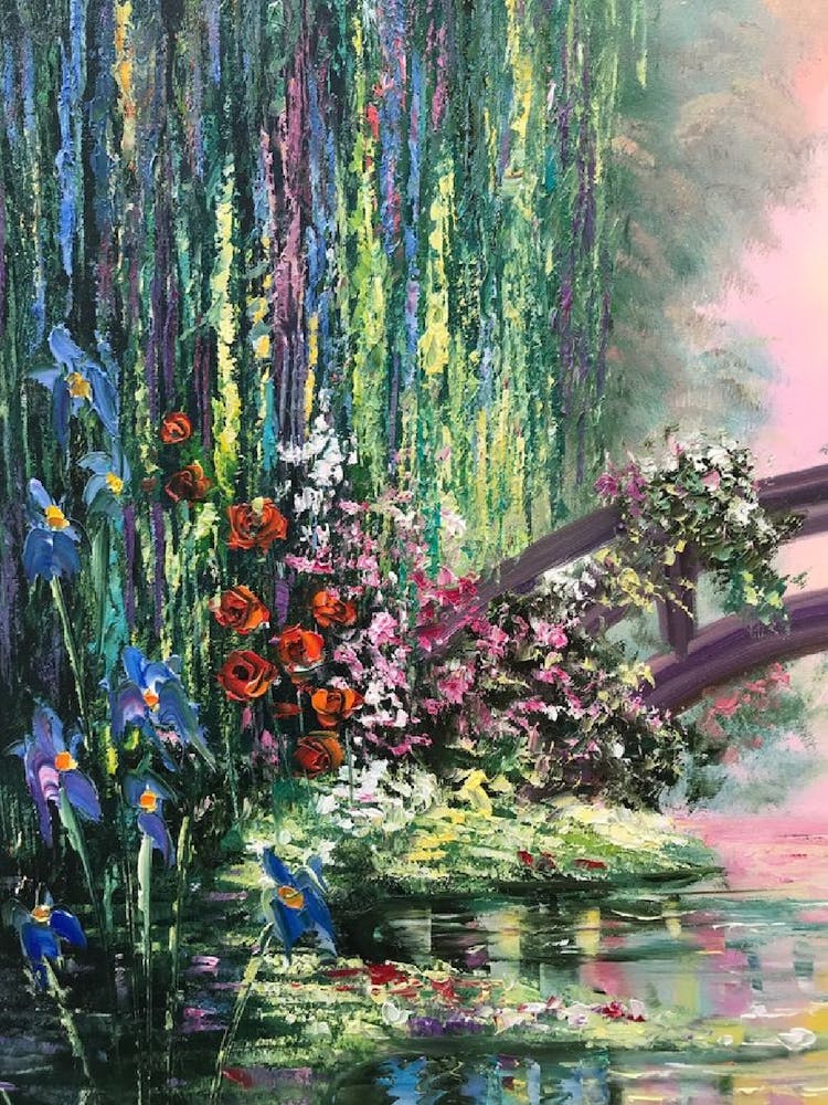 Claude Monet Painting On Canvas Japanese Bridge Water Lilies Wall Art Lily Oil Painting Green Nature 3