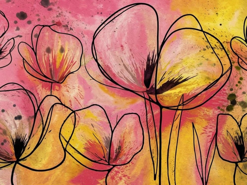 Fleurs Abstraites Vibrantes Fleur Contemporaine Audacieuse