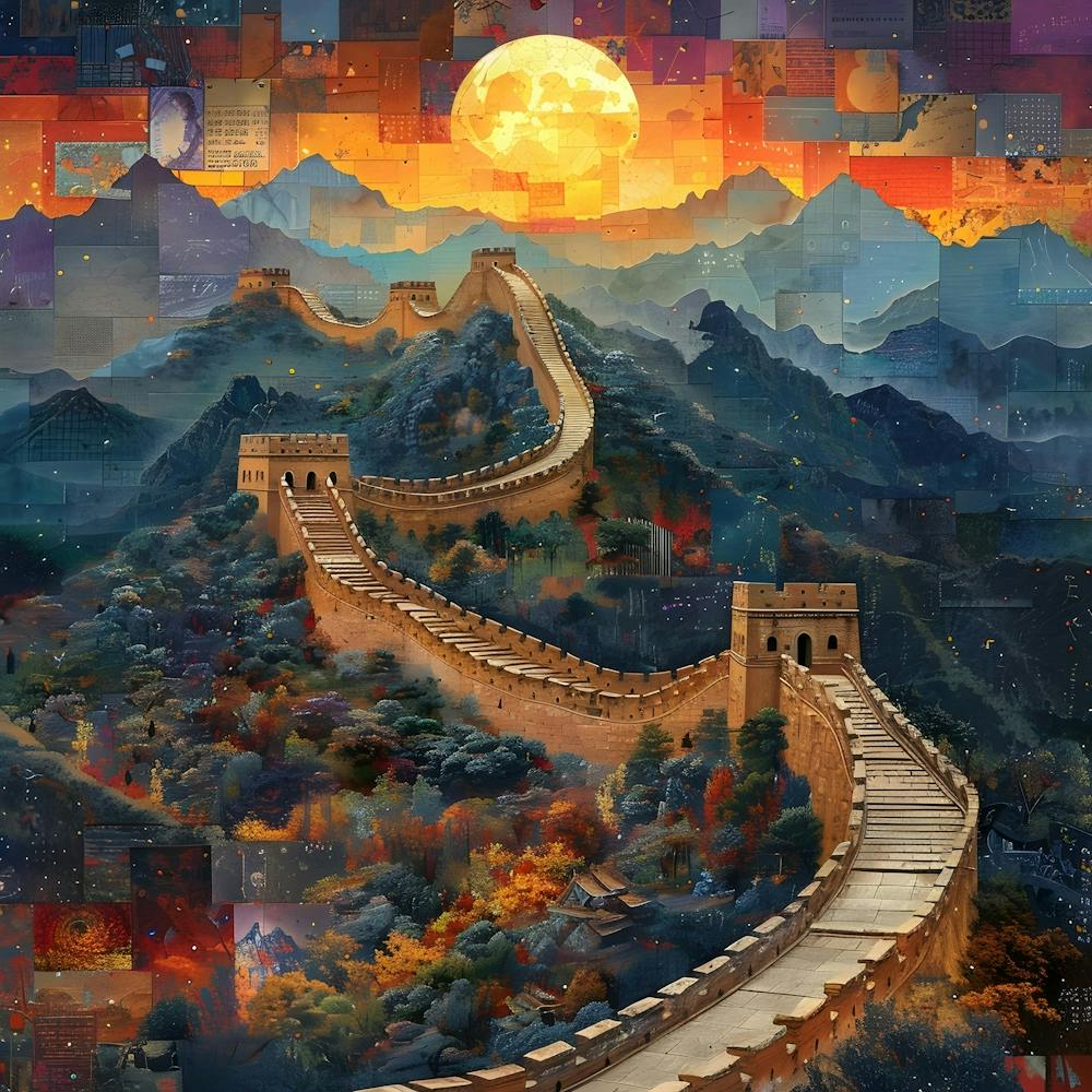 Great Wall Of China, Retro-Collage