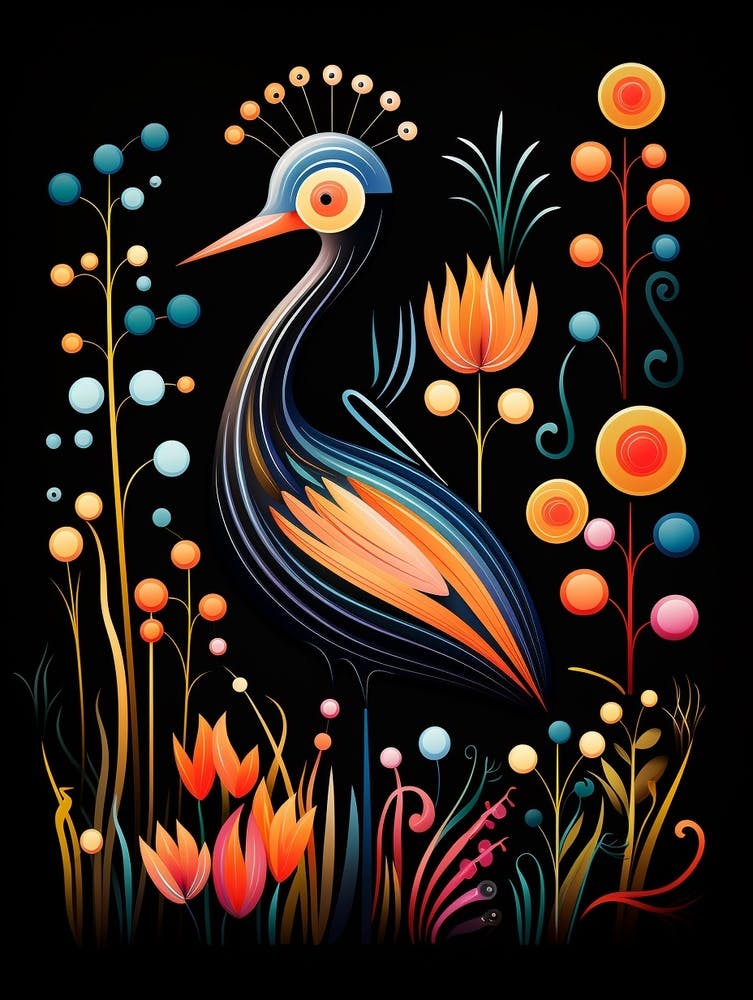 Folk Bird Illustration Grebe 3