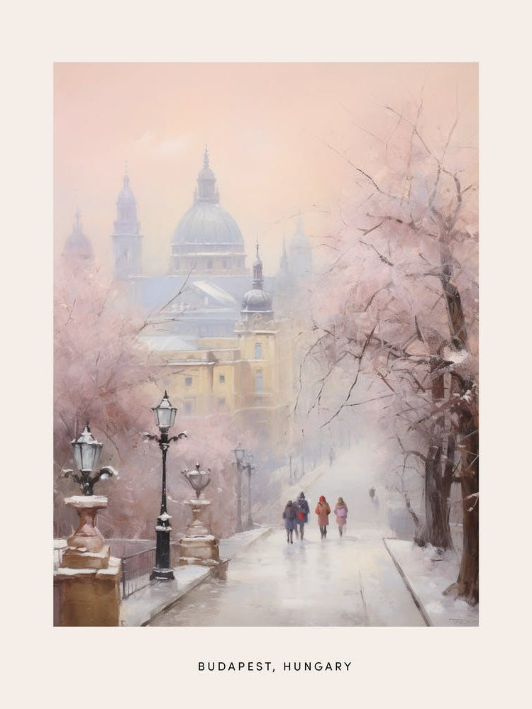 Dreamy Winter Painting Poster Budapest Hungary 1