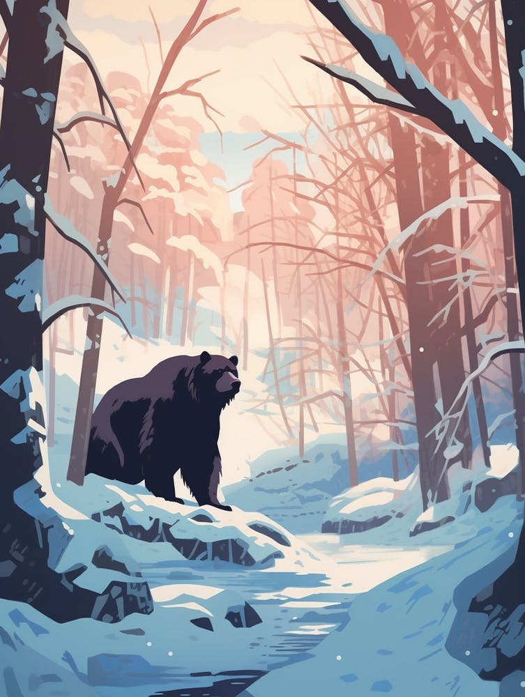 Winter Black Bear 2 Illustration