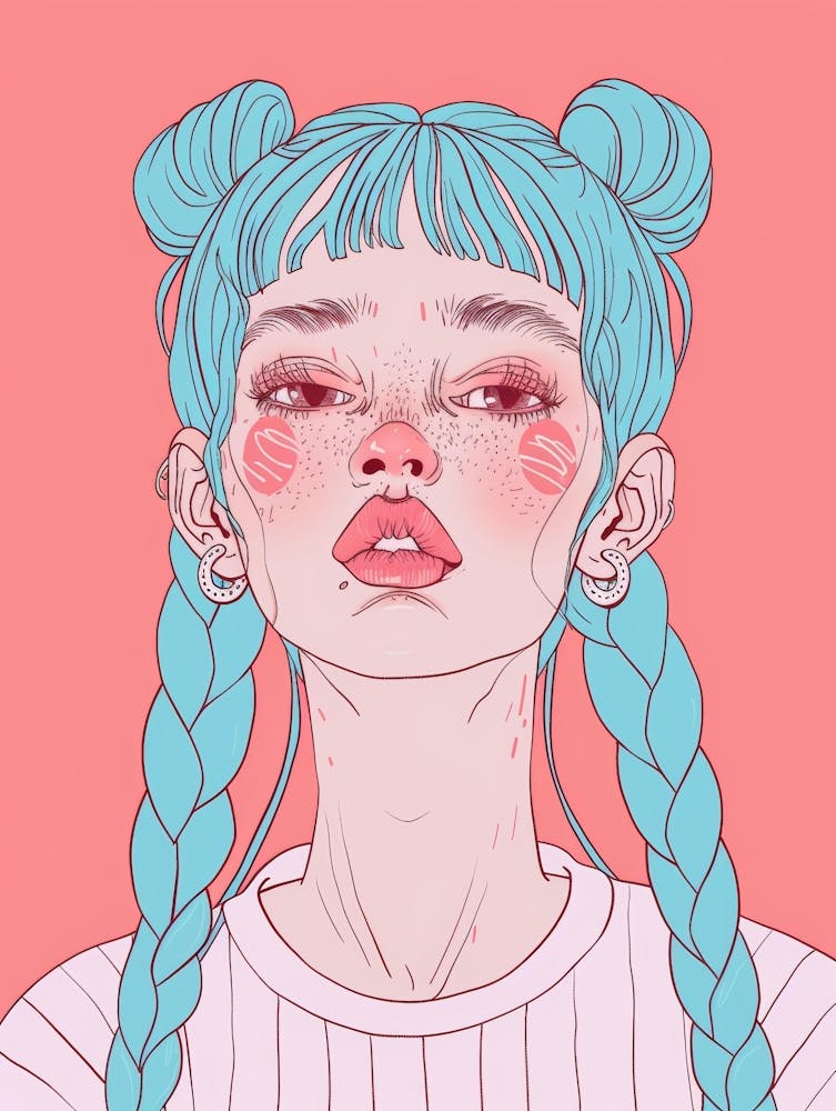 Cute Girl With Blue Hair 2