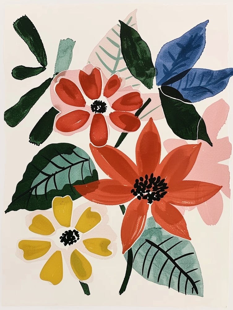 Painted Florals Poinsettia 1