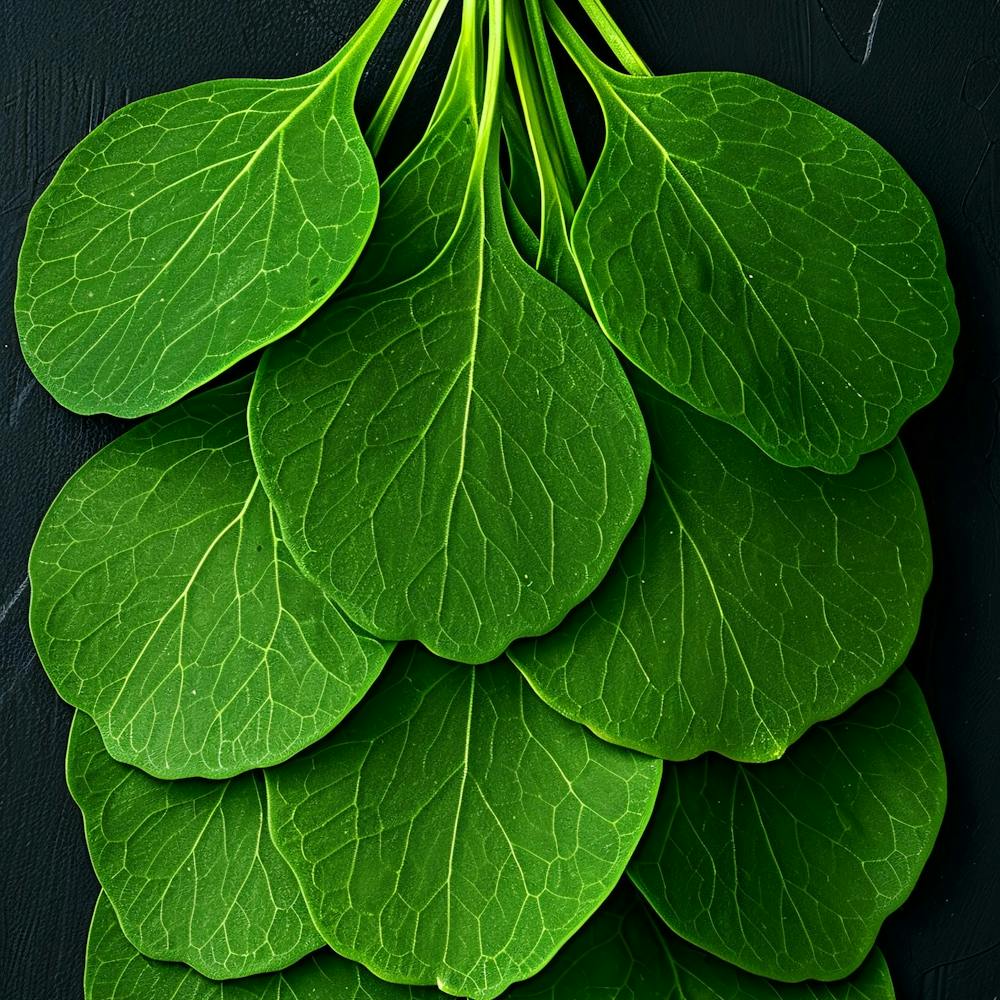 Kale Leaves On A Black Background
