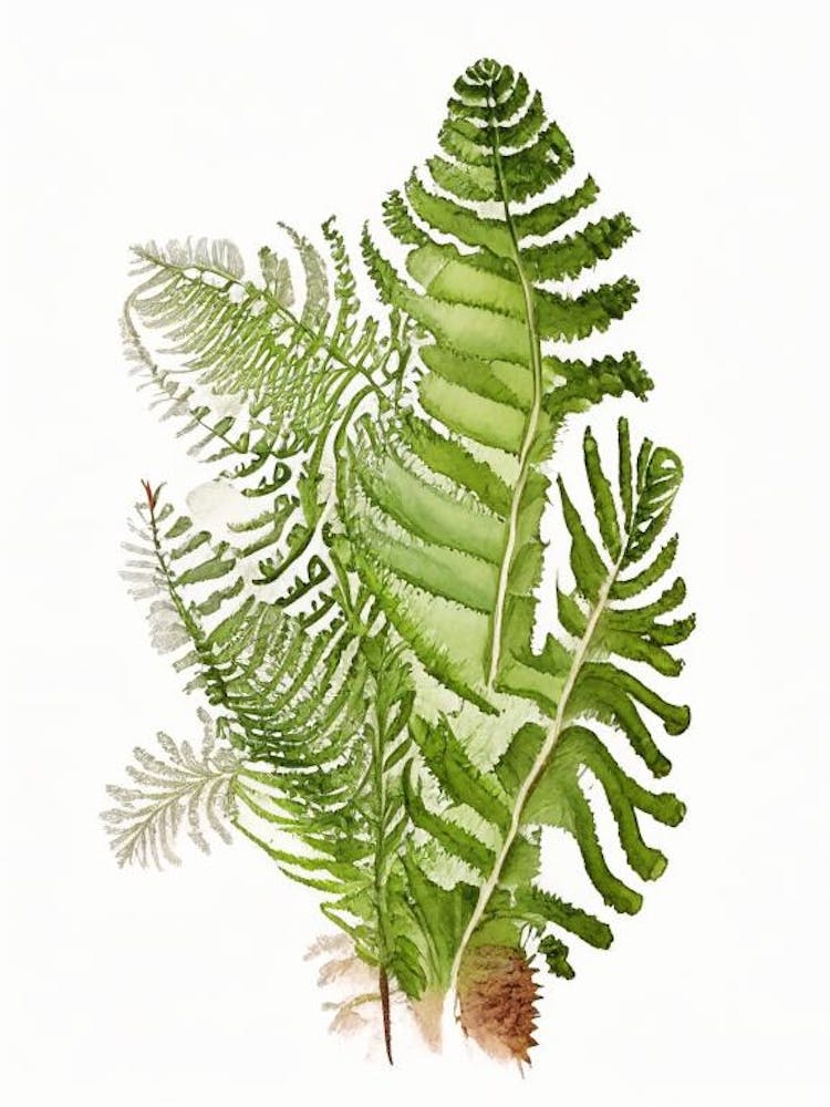 Ostrich Fern Wildflower Watercolour 2