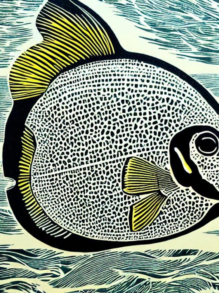 Angelfish Linocut