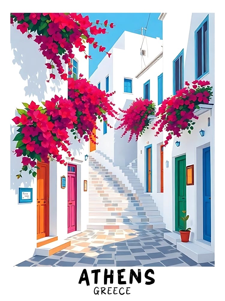 Athens Greece Vintage Travel Poster 21