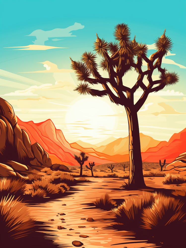 Typical Joshua Tree In Retro Illustration (3)