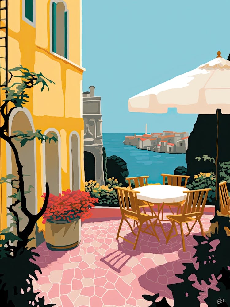 Ravello, Italy, Flat Pastels Tones Illustration 1